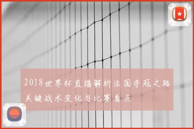 2018世界杯直播解析法国夺冠之路关键战术变化与比赛看点