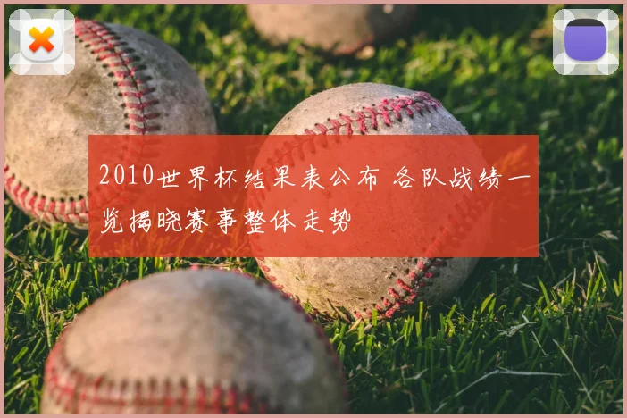 2010世界杯结果表公布 各队战绩一览揭晓赛事整体走势